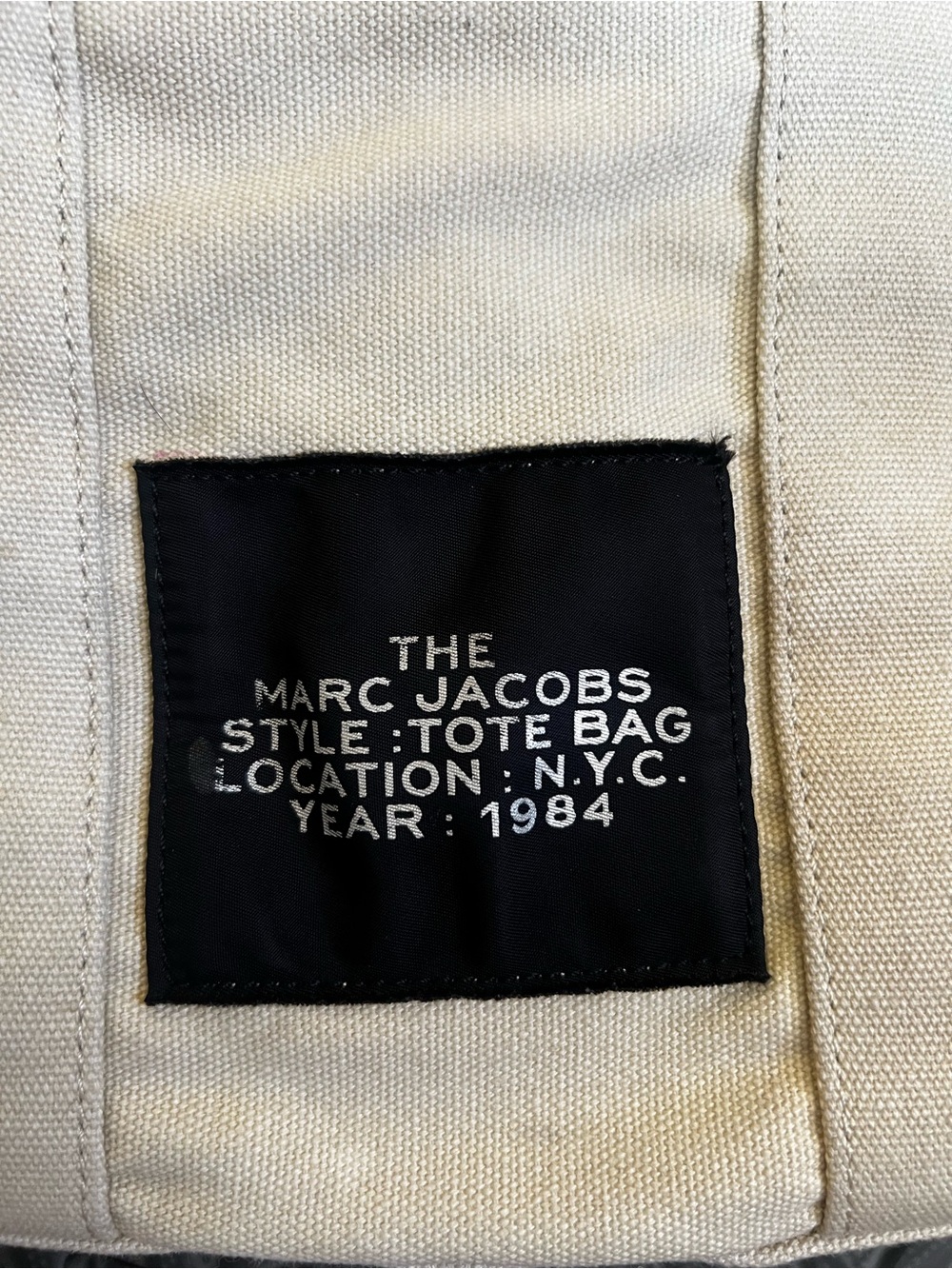 Marc Jacobs Cream Canvas Tote Bag | Black Logo | Minimalist Y2K - Picture 8 of 16